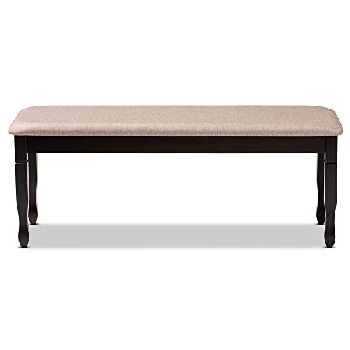 Baxton Studio Corey Modern and Contemporary Sand Fabric Upholstered and Dark Brown Finished Wood Dining Bench