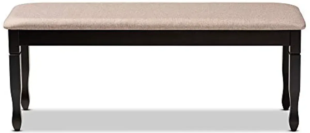 Baxton Studio Corey Modern and Contemporary Sand Fabric Upholstered and Dark Brown Finished Wood Dining Bench