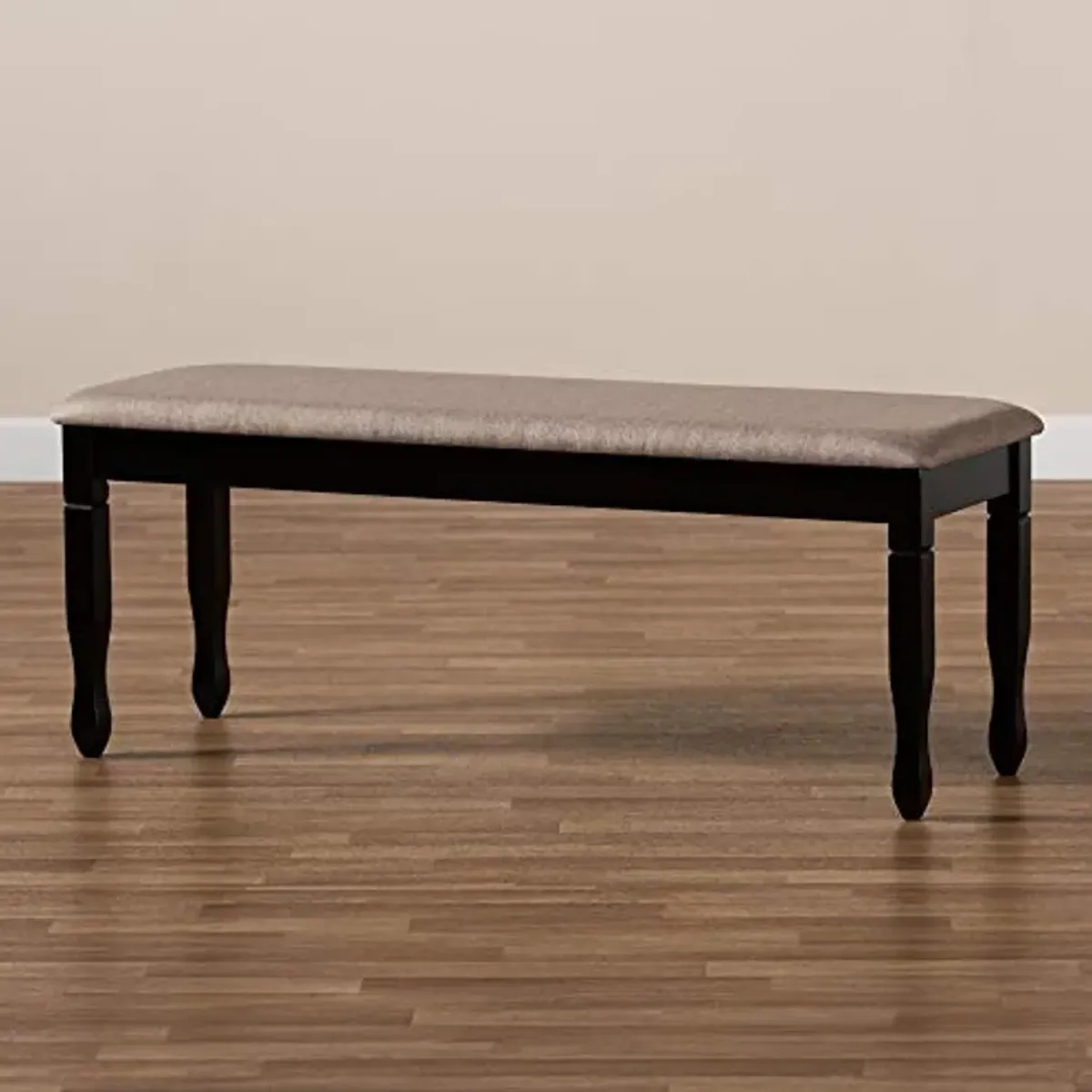 Baxton Studio Corey Modern and Contemporary Sand Fabric Upholstered and Dark Brown Finished Wood Dining Bench