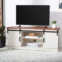 Safavieh Home Collection Braelynn White Wash and Walnut 2-Shelf 2-Door Media (60-inch Flat Screen) TV Stand