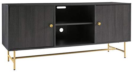 Signature Design by Ashley Yarlow Contemporary TV Stand Fits TVs up to 58" with 2 Cabinets and Adjustable Shelves, Black & Gold