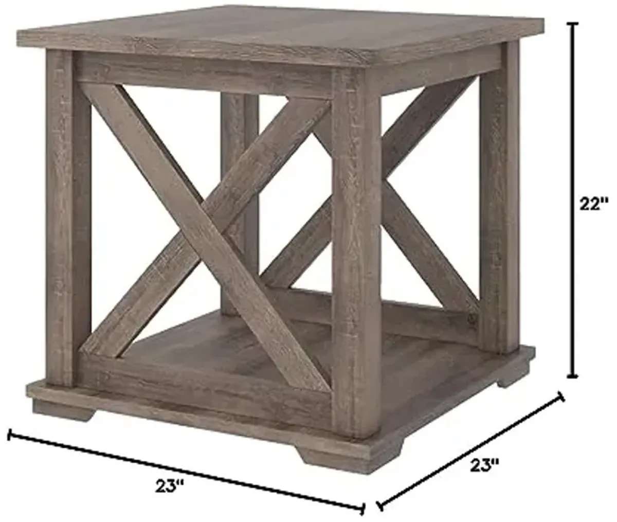 Signature Design by Ashley Arlenbry Farmhouse End Table with Crossbuck Details, Weathered Oak Brown