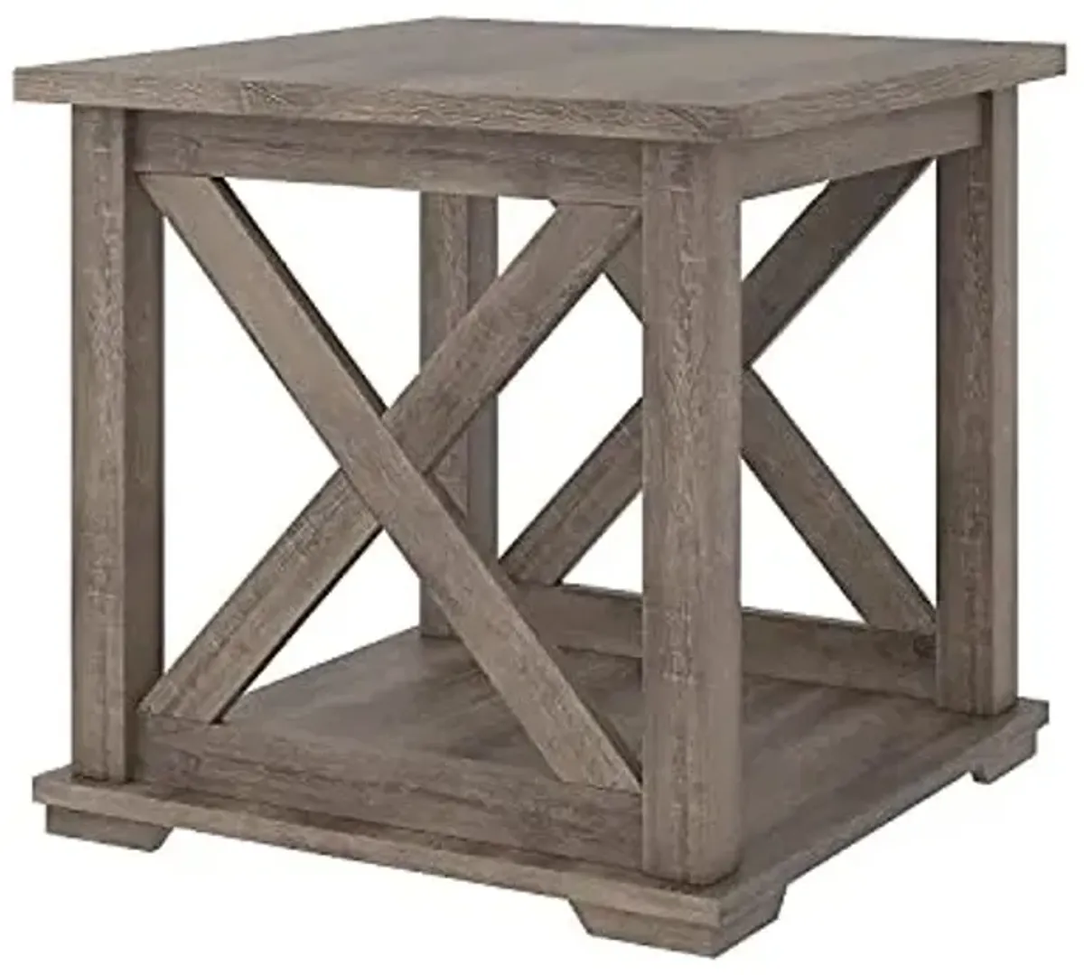 Signature Design by Ashley Arlenbry Farmhouse End Table with Crossbuck Details, Weathered Oak Brown