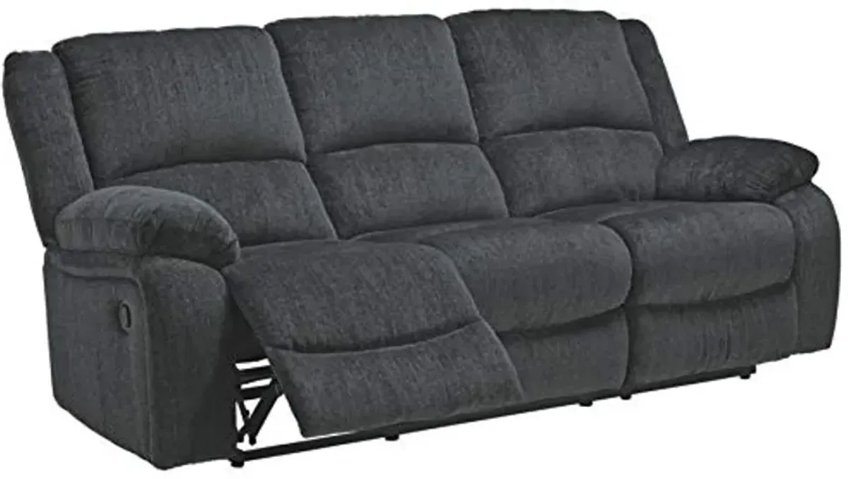 Signature Design by Ashley Draycoll Contemporary Manual Pull Tab Reclining Sofa, Dark Gray