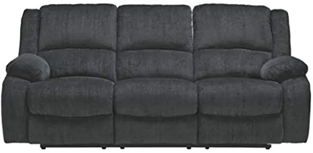 Signature Design by Ashley Draycoll Contemporary Manual Pull Tab Reclining Sofa, Dark Gray