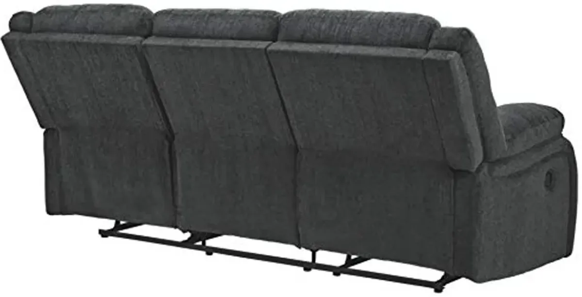 Signature Design by Ashley Draycoll Contemporary Manual Pull Tab Reclining Sofa, Dark Gray