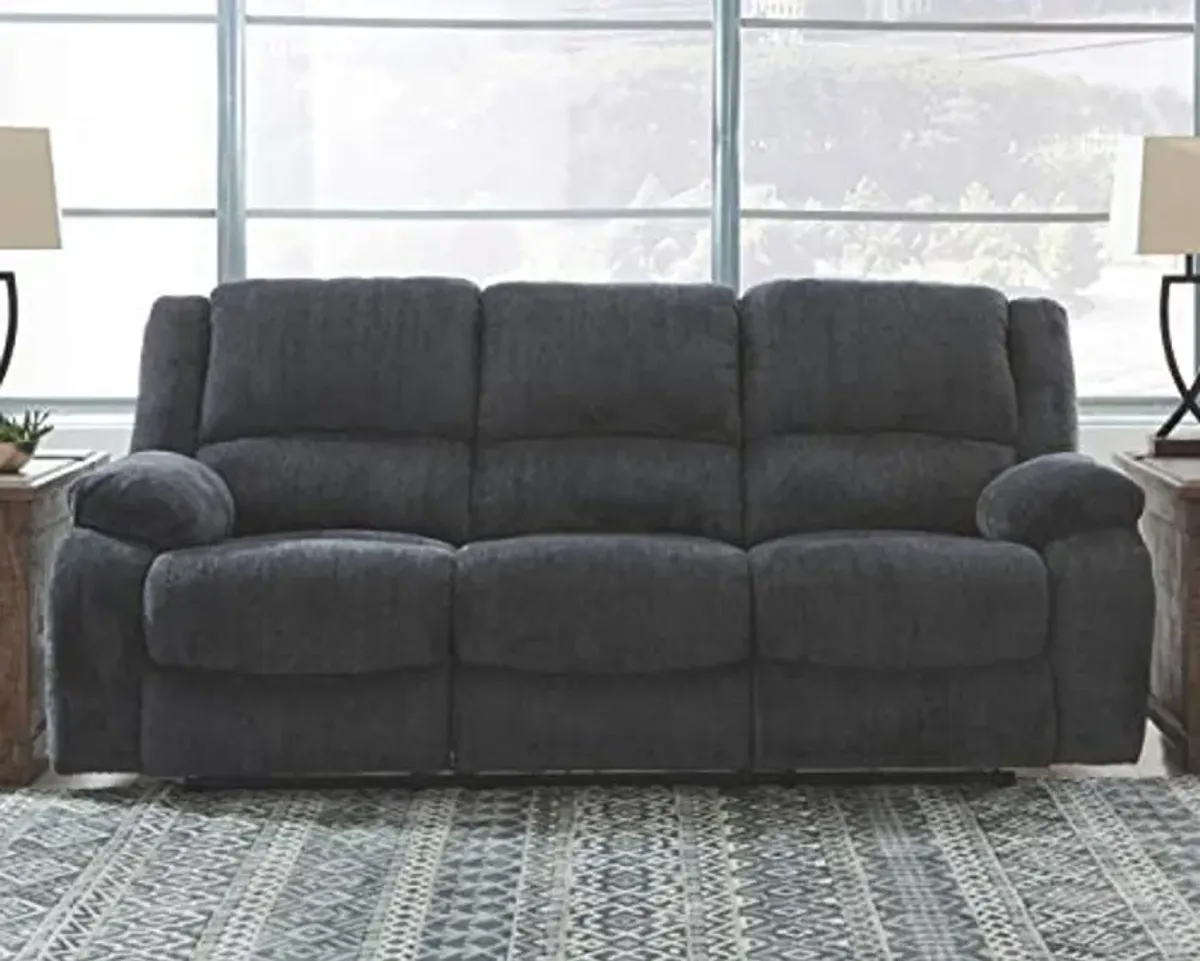 Signature Design by Ashley Draycoll Contemporary Manual Pull Tab Reclining Sofa, Dark Gray