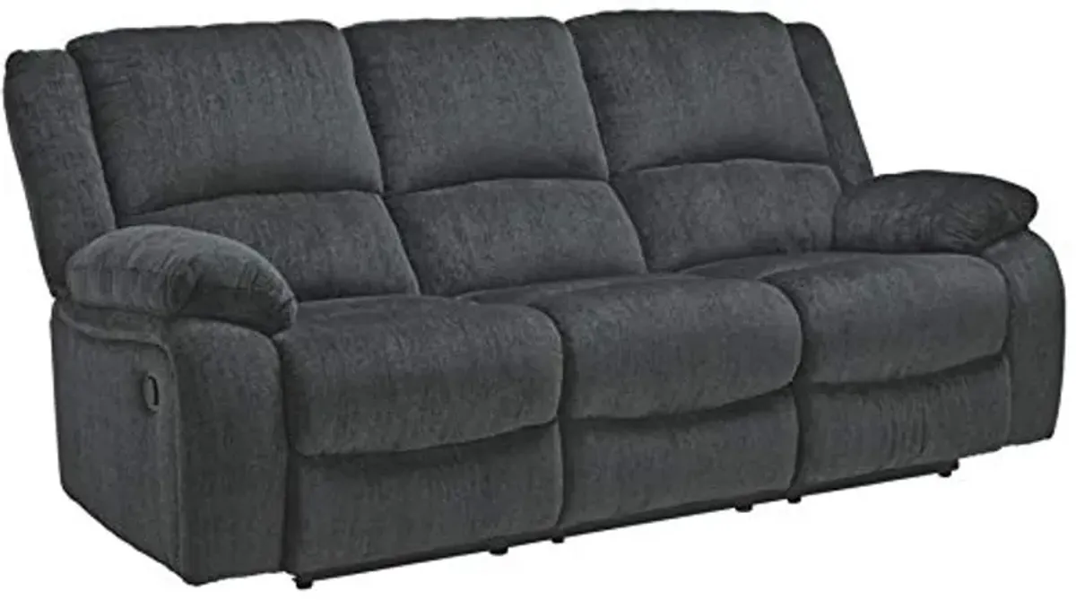 Signature Design by Ashley Draycoll Contemporary Manual Pull Tab Reclining Sofa, Dark Gray