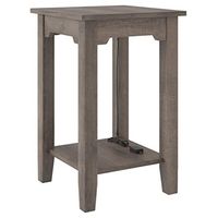 Signature Design by Ashley Arlenbry Farmhouse Square Chair Side End Table with Lower Fixed Shelf and USB Charging Port, Brown with Weathered Oak Finish