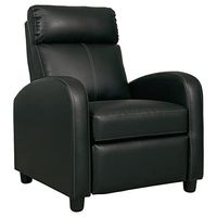 Signature Design by Ashley Declo Faux Leather Modern Press Back Reclining Low Leg Recliner, Black