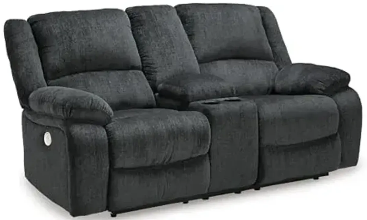 Signature Design by Ashley Draycoll Power Double Reclining Loveseat with Storage Console & USB Plug, Dark Gray
