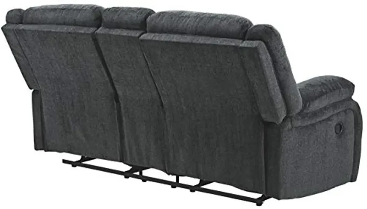 Signature Design by Ashley Draycoll Contemporary Double Reclining Manual Loveseat with Center Console, Dark Gray