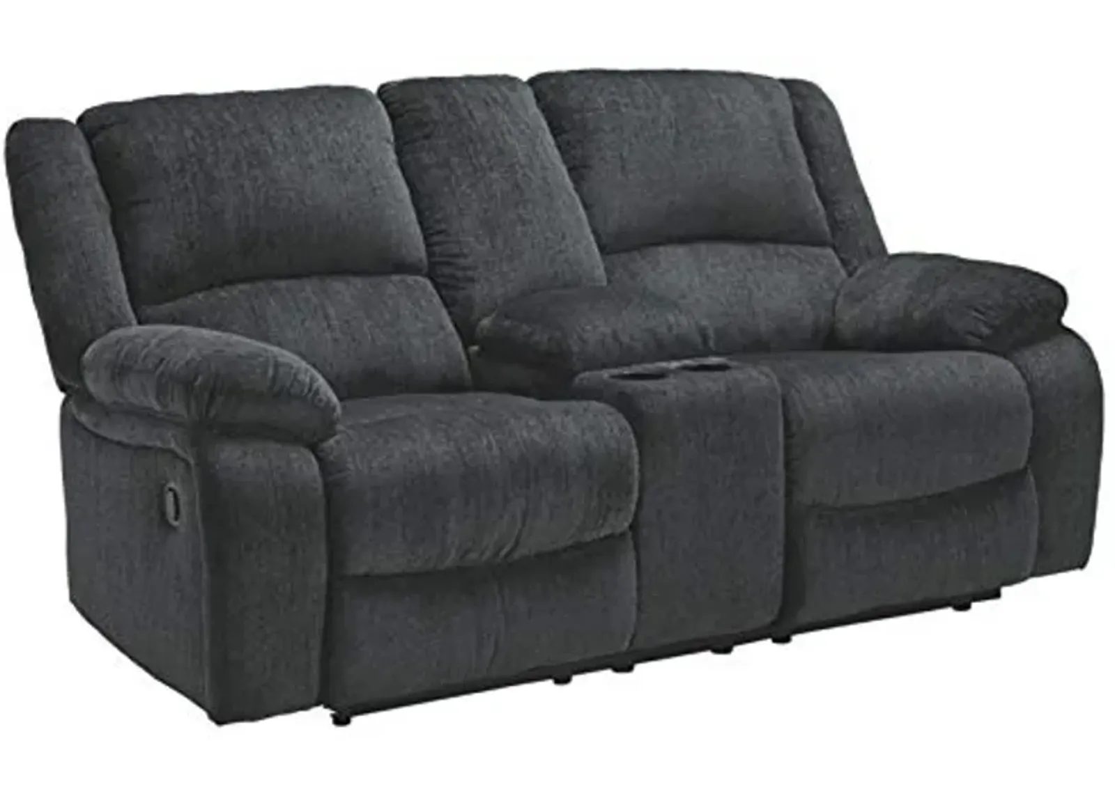 Signature Design by Ashley Draycoll Contemporary Double Reclining Manual Loveseat with Center Console, Dark Gray