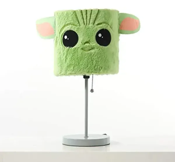 Star Wars The Mandalorian “The Child” Plush Shade Table Lamp ,Green Kids Bedroom & Playroom Lighting Décor