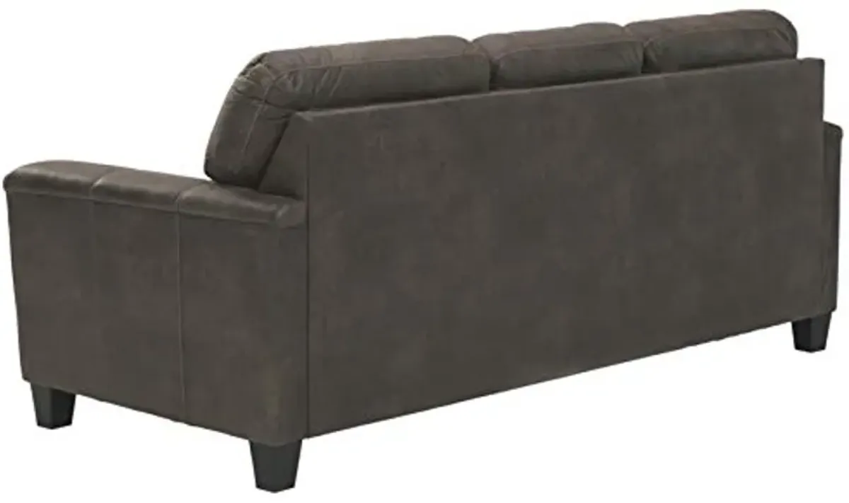 Signature Design by Ashley Navi Faux Leather Modern Sofa, Gray