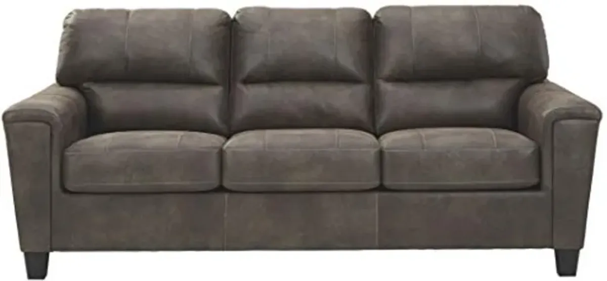 Signature Design by Ashley Navi Faux Leather Modern Sofa, Gray