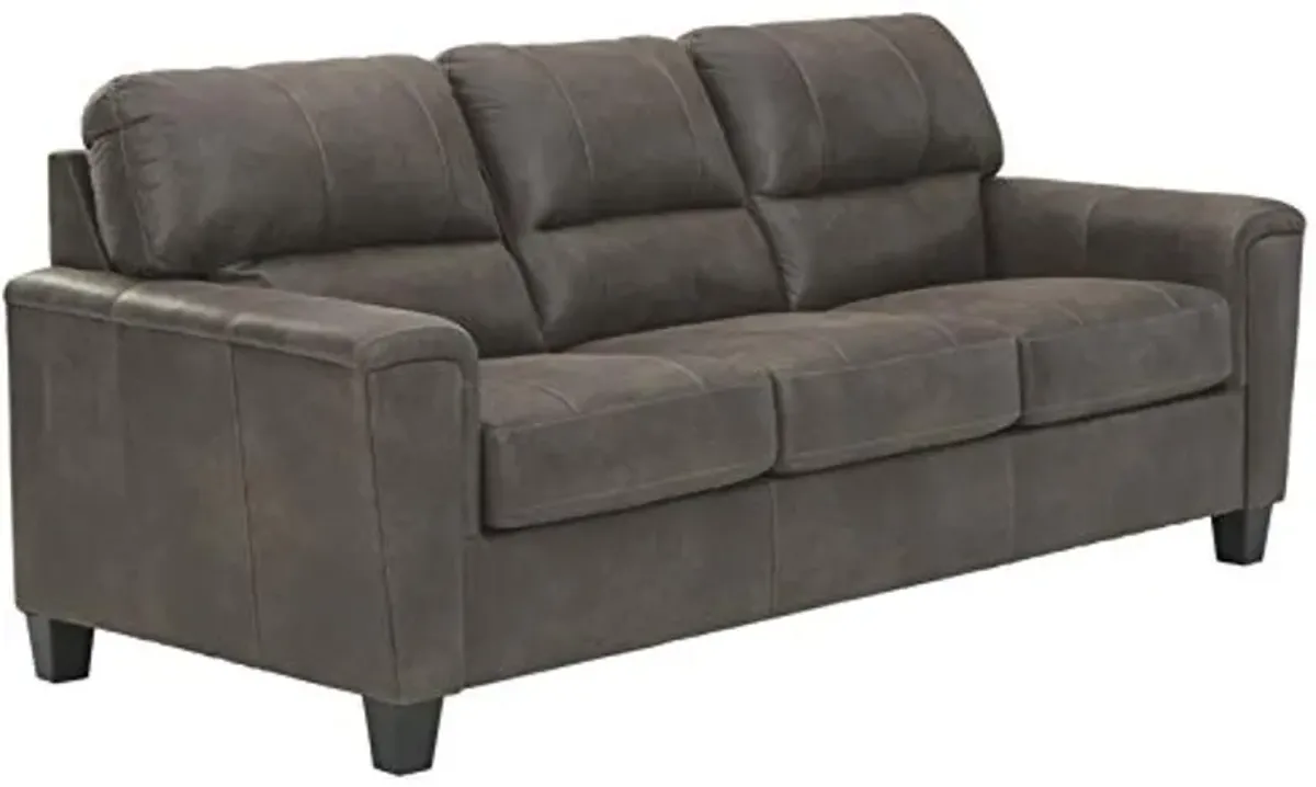 Signature Design by Ashley Navi Faux Leather Modern Sofa, Gray