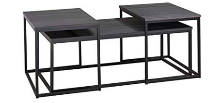 Signature Design by Ashley Yarlow Contemporary 3-Piece Nesting Table Set, Includes Coffee Table and 2 End Tables, Black
