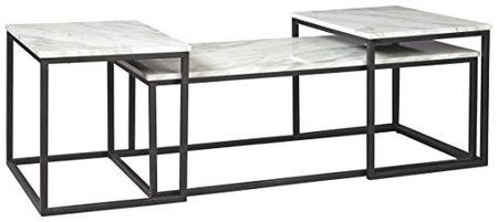Signature Design by Ashley Donnesta Contemporary 3-Piece Table Set, Includes Coffee Table and 2 End Tables , Black & White