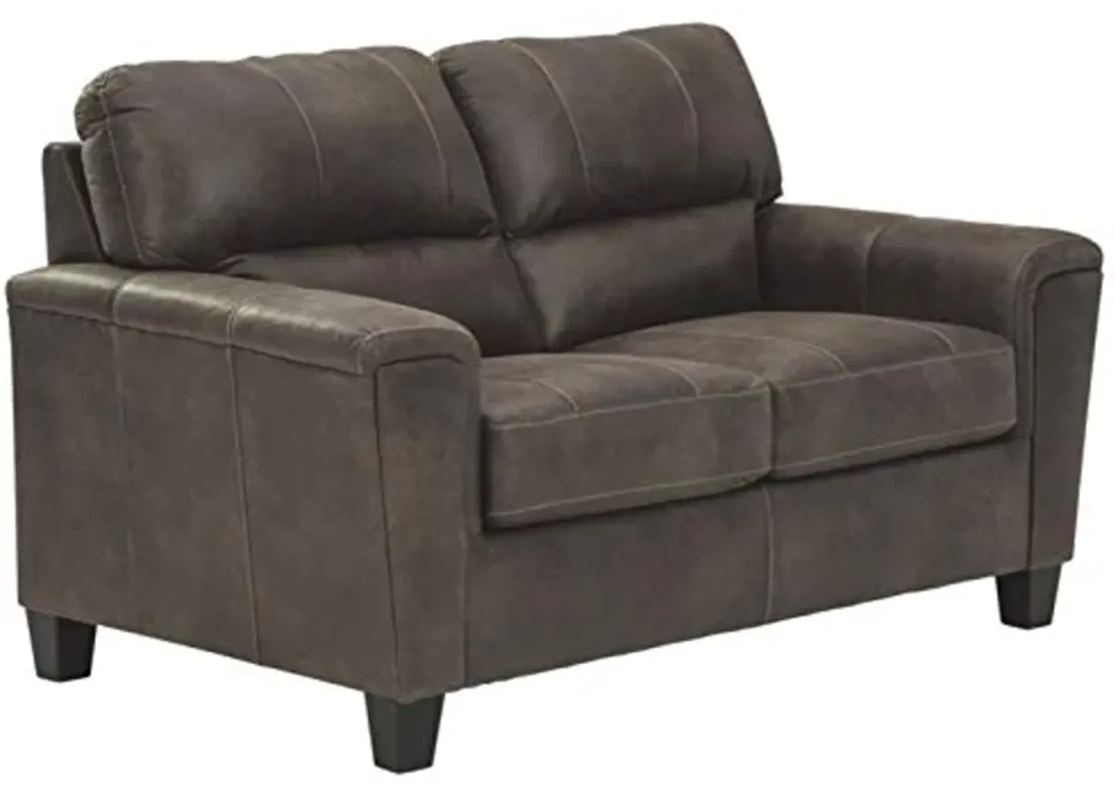 Signature Design by Ashley Navi Faux Leather Modern Loveseat, Gray