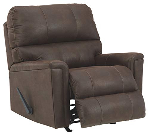 Signature Design by Ashley Navi Faux Leather Modern Manual Rocker Recliner, Brown