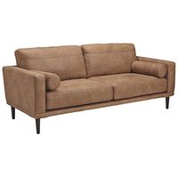 Signature Design by Ashley Arroyo Mid Century Modern Faux Leather Sofa, Caramel Brown