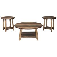 Signature Design by Ashley Raebecki 3-Piece Rustic Table Set, Includes Coffee Table and 2 End Tables, Multi Color Plank Design
