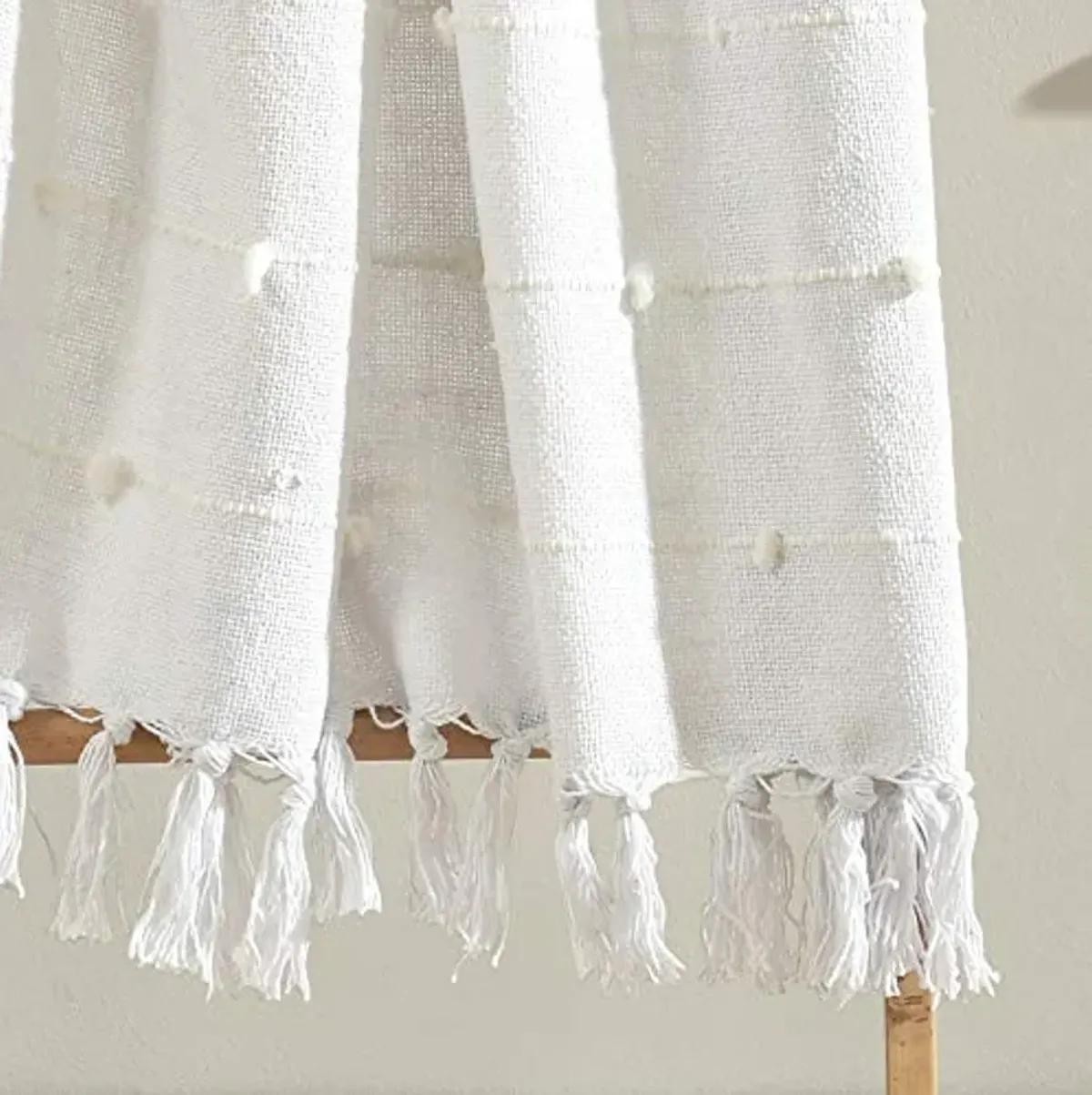 Lush Decor Boho Tufted Cotton Woven Tassel Fringe Throw Blanket, White 60" x 50"