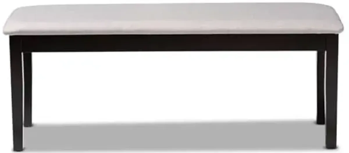 Baxton Studio Teresa Modern and Contemporary Transitional Grey Fabric Upholstered and Dark Brown Finished Wood Dining Bench