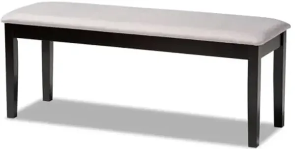 Baxton Studio Teresa Modern and Contemporary Transitional Grey Fabric Upholstered and Dark Brown Finished Wood Dining Bench