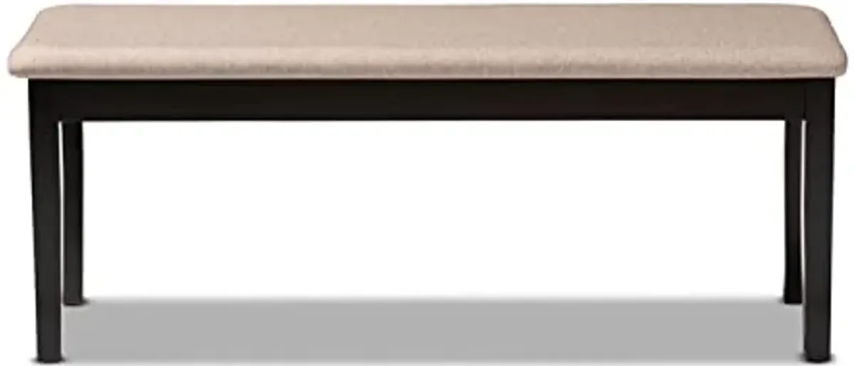 Baxton Studio Teresa Modern and Contemporary Transitional Sand Fabric Upholstered and Dark Brown Finished Wood Dining Bench