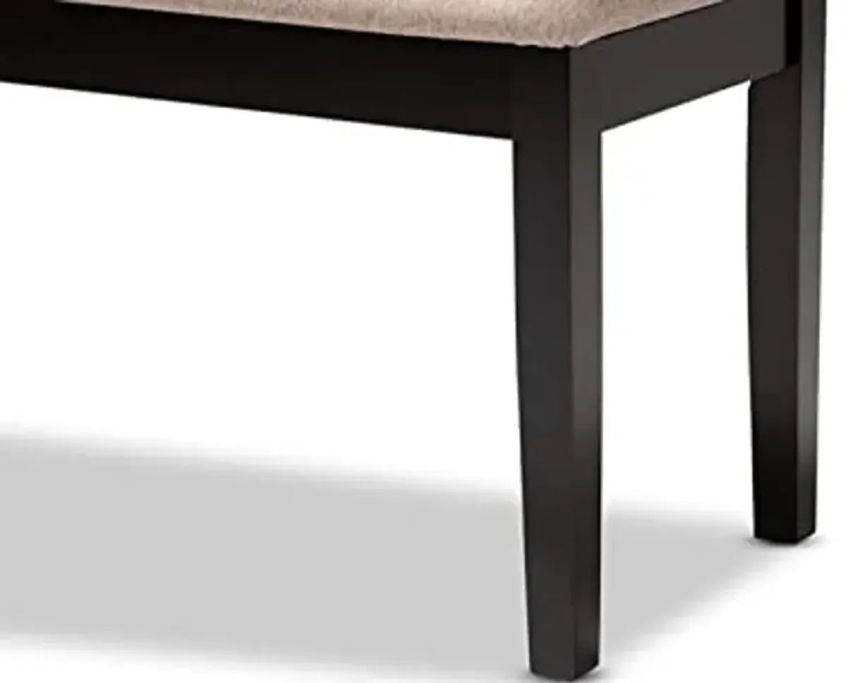 Baxton Studio Teresa Modern and Contemporary Transitional Sand Fabric Upholstered and Dark Brown Finished Wood Dining Bench