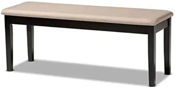 Baxton Studio Teresa Modern and Contemporary Transitional Sand Fabric Upholstered and Dark Brown Finished Wood Dining Bench