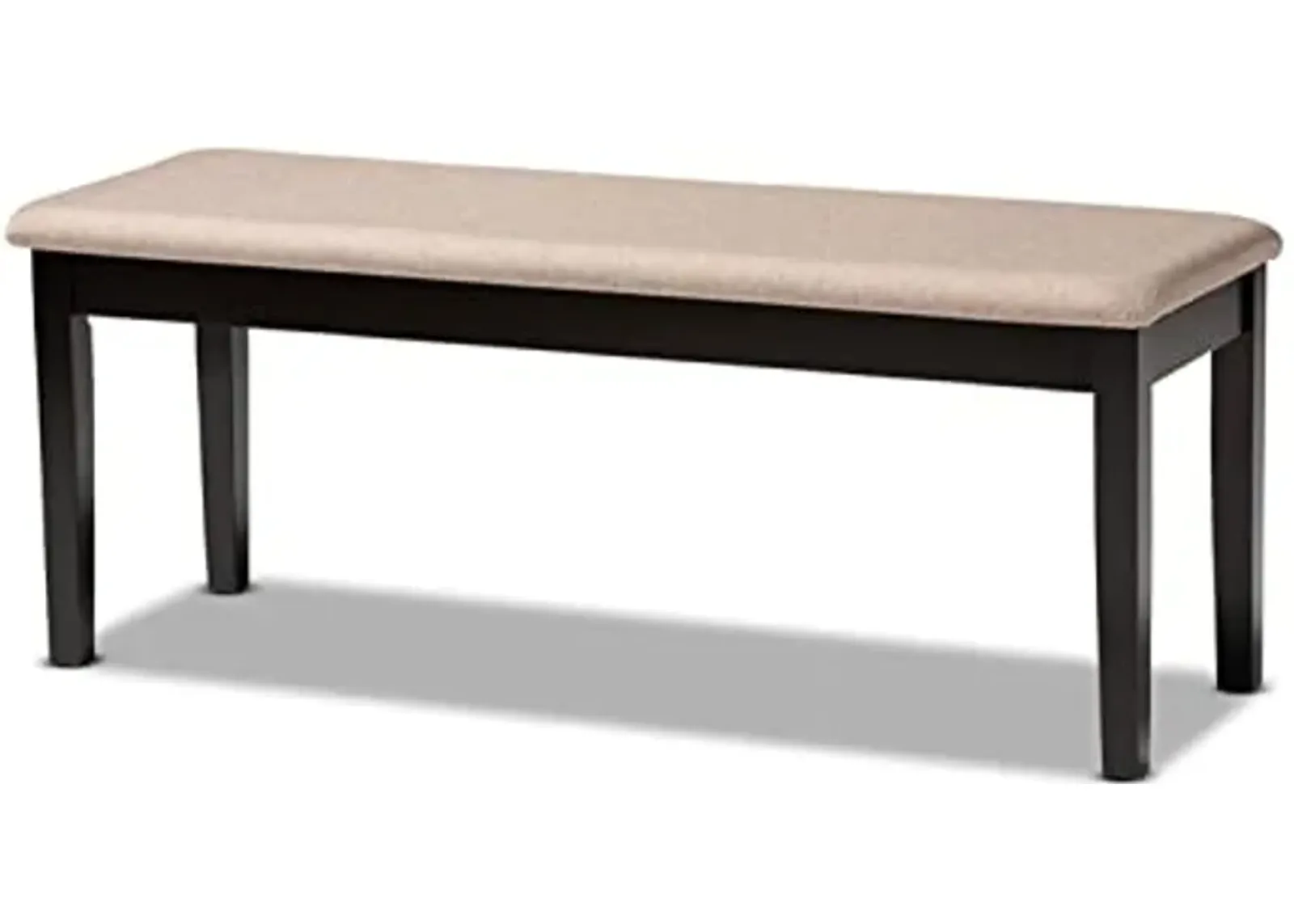 Baxton Studio Teresa Modern and Contemporary Transitional Sand Fabric Upholstered and Dark Brown Finished Wood Dining Bench