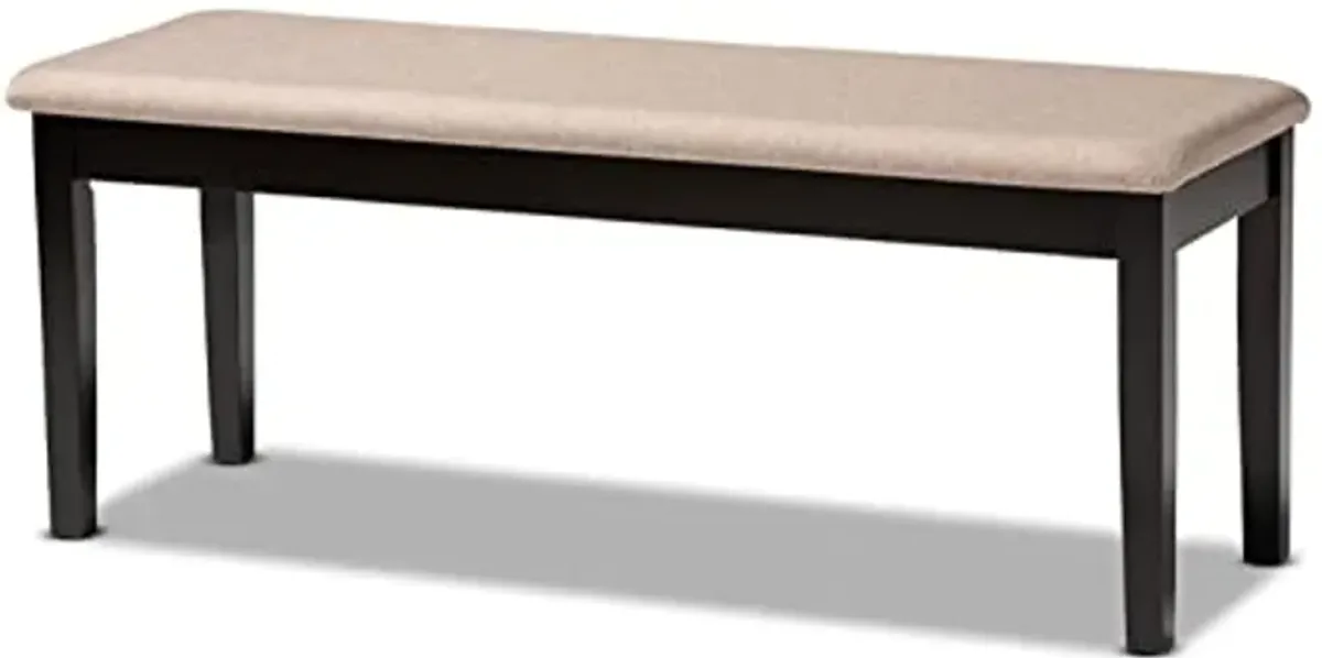 Baxton Studio Teresa Modern and Contemporary Transitional Sand Fabric Upholstered and Dark Brown Finished Wood Dining Bench