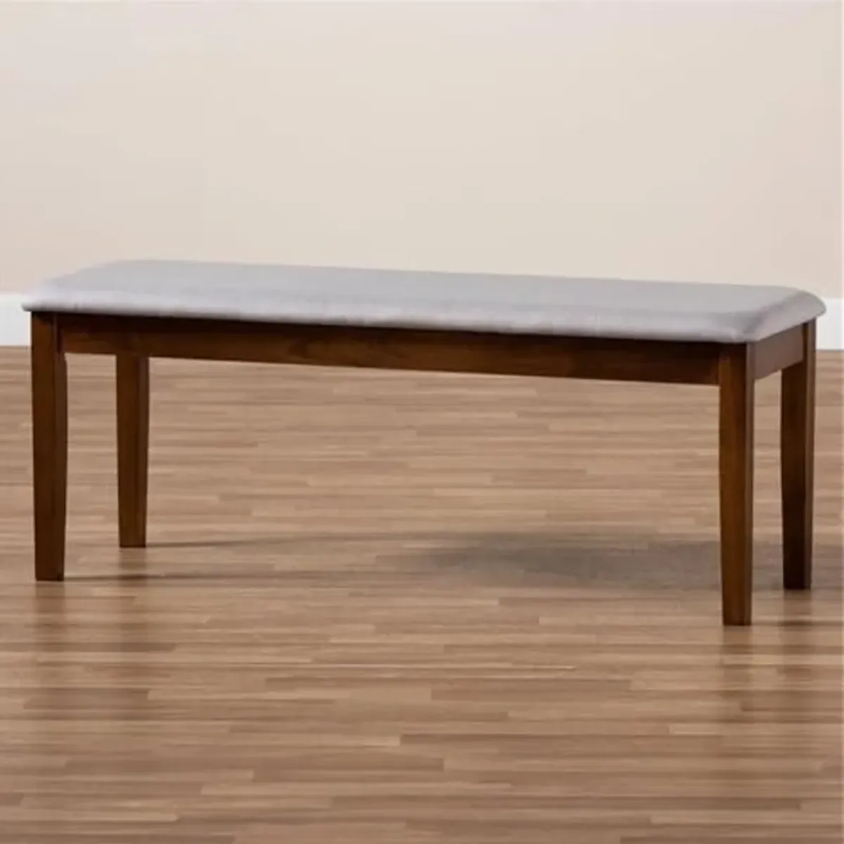 Baxton Studio Teresa Modern and Contemporary Transitional Grey Fabric Upholstered and Walnut Brown Finished Wood Dining Bench