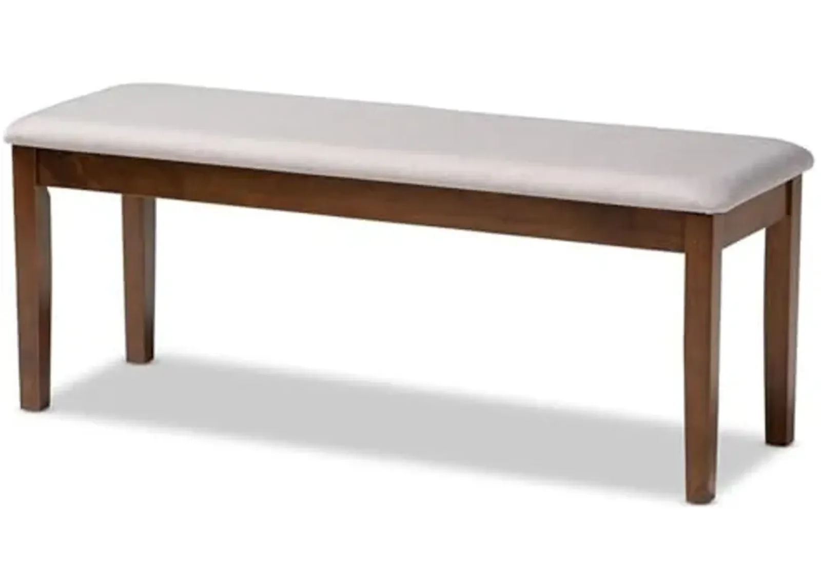 Baxton Studio Teresa Modern and Contemporary Transitional Grey Fabric Upholstered and Walnut Brown Finished Wood Dining Bench