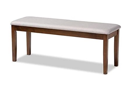Baxton Studio Teresa Modern and Contemporary Transitional Grey Fabric Upholstered and Walnut Brown Finished Wood Dining Bench