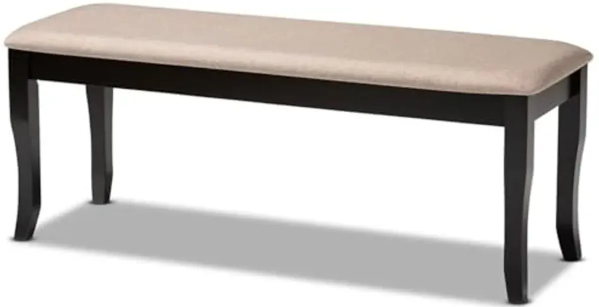 Baxton Studio Cornelie Modern and Contemporary Transitional Sand Fabric Upholstered and Dark Brown Finished Wood Dining Bench