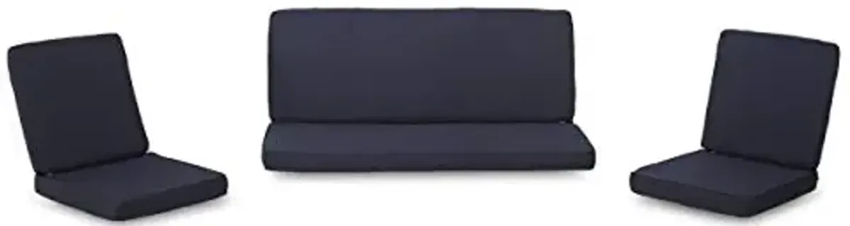 Christopher Knight Home 313287 Gavin Outdoor Water Resistant Fabric Loveseat and Club Chair Cushions, Navy Blue