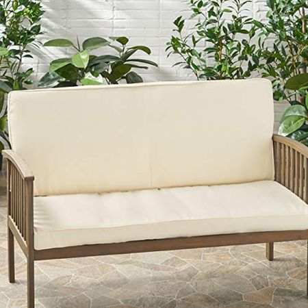 Christopher Knight Home Gavin Outdoor Water Resistant Fabric Loveseat Cushions, Cream