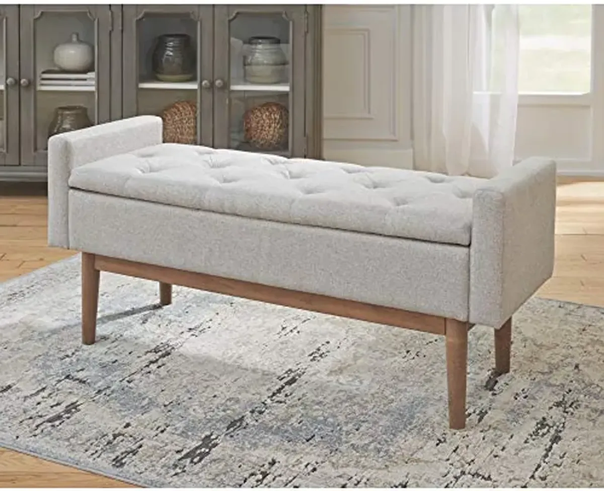 Signature Design by Ashley Briarson Tufted Upholstered Accent Bench with Storage, Beige & Brown