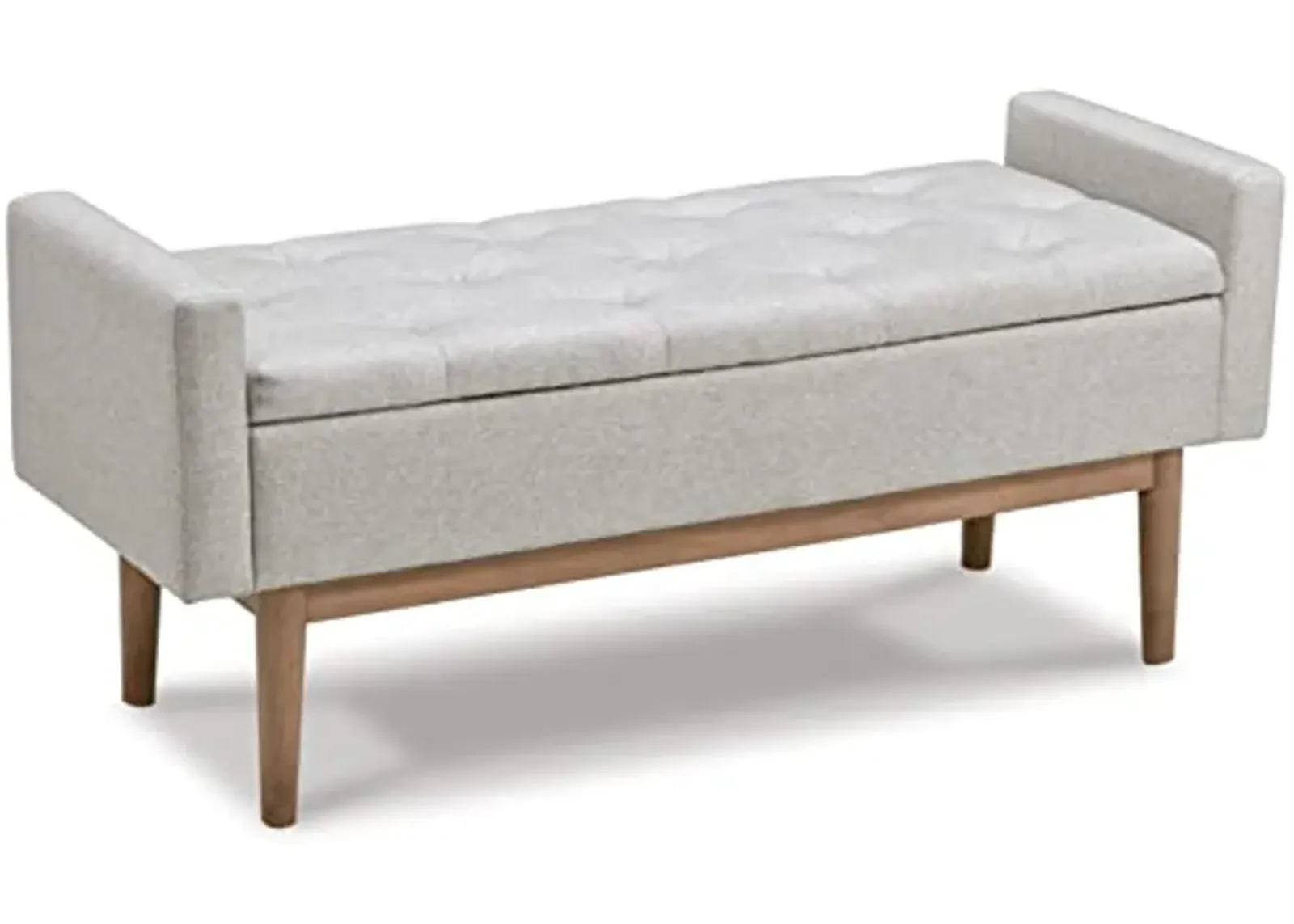 Signature Design by Ashley Briarson Tufted Upholstered Accent Bench with Storage, Beige & Brown