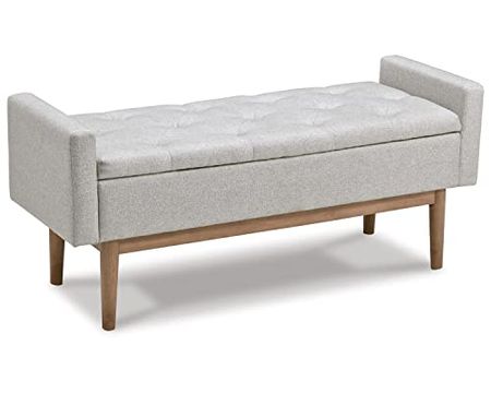 Signature Design by Ashley Briarson Tufted Upholstered Accent Bench with Storage, Beige & Brown