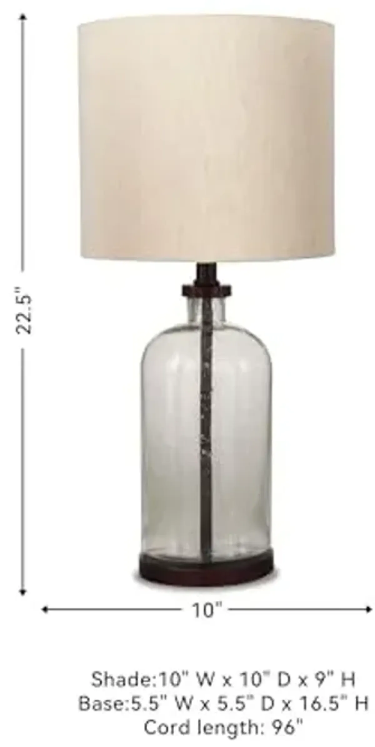 Signature Design by Ashley Bandile Modern Farmhouse 22.5" Seeded Glass Table Lamp, Bronze