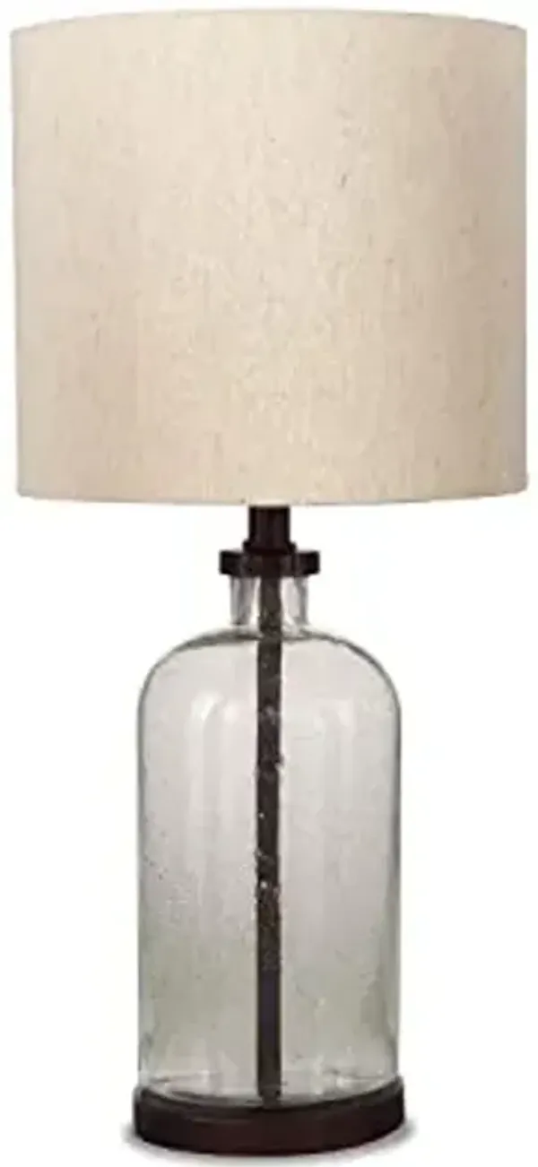 Signature Design by Ashley Bandile Modern Farmhouse 22.5" Seeded Glass Table Lamp, Bronze