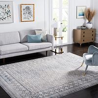 SAFAVIEH Brentwood Collection 9' x 12' Ivory / Light Grey BNT899C Traditional Oriental Distressed Non-Shedding Living Room Bedroom Dining Home Office Area Rug