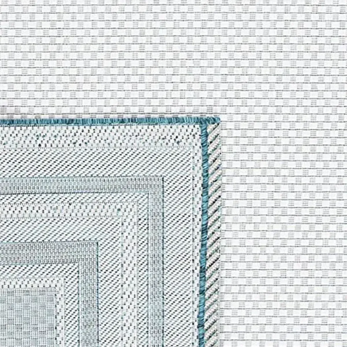 SAFAVIEH Washable Rug Outdoor Courtyard Collection - 2'3" x 8' Runner, Ivory & Teal, Non-Shedding & Easy Cleaning, Ideal for Patio, Entryway, Mudroom, Hallway, Kitchen (CY8475-53512)