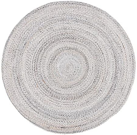 SAFAVIEH Braided Collection 5' Round Grey BRD851F Handmade Country Cottage Reversible Area Rug