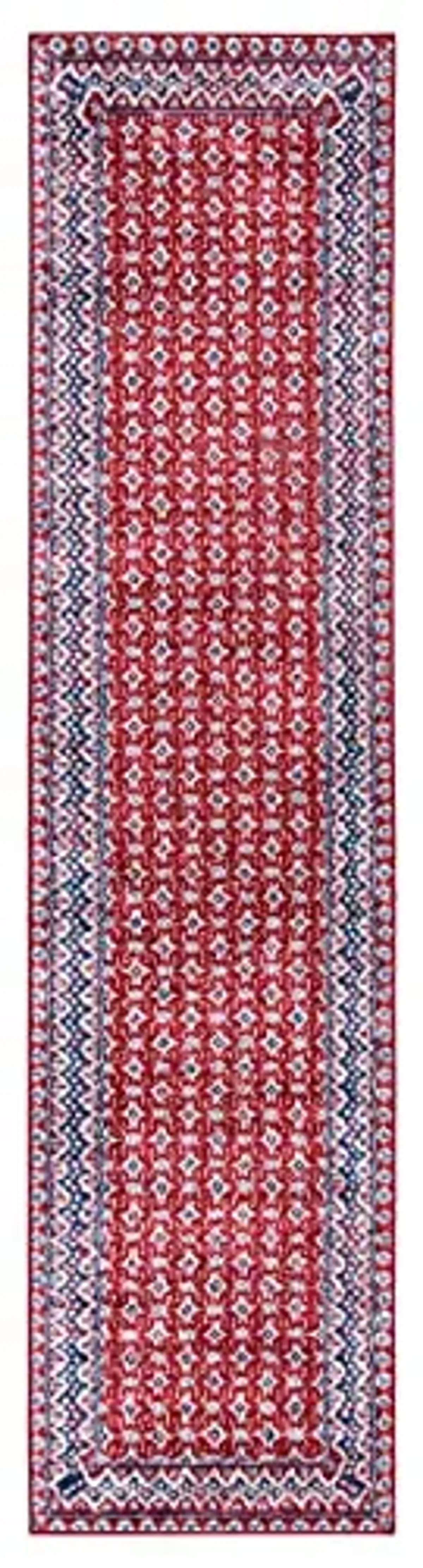 SAFAVIEH Brentwood Collection 2' x 8' Red / Ivory BNT899Q Traditional Oriental Distressed Non-Shedding Living Room Entryway Foyer Hallway Bedroom Runner Rug